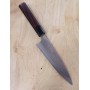 Japanese petty Knife - TAKESHI SAJI - Blue Steel No.2 Damascus - Colored - Size: 15cm