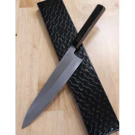 Black-forged yanagiba by Ikenami Hamono, 17cm, Double-bevel