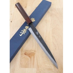 Japanese sujihiki knife - MIURA - Kurouchi - Carbon aogami super - Size:21cm