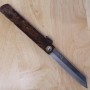 Switchblade - HIGONOKAMI - Leather Coated Handle - Blue Steel - Size: 90mm