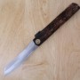 Switchblade - HIGONOKAMI - Leather Coated Handle - Blue Steel - Size: 90mm