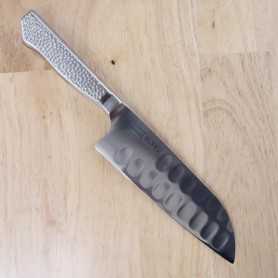 Japanese Santoku Knife - GLESTAIN - Handle of Stainless Steel - Size: 17cm