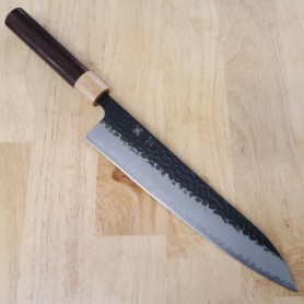 Japanese Gyuto Chef Knife - MIURA - Aogami super - Black Finish - morado - Size: 24cm