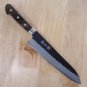 Japanese chef knife gyuto - MIURA - Aogami Super - Black Finish Brown handle- Size: 21/24cm