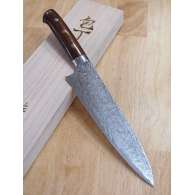 Japanese Chef Gyuto Knife - TAKESHI SAJI - Stainless Damascus R2 Steel diamond finish - Ironwood Handle - Size: 18/21/24cm