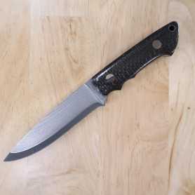 SHIN KNIVES - SHINJI IKEDA Black Carbon Hunter VG10 Damast Kupferdraht Kohlefaser Griff 11cm