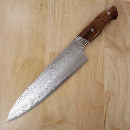 Japanisches Kochmesser Gyuto - YUTA KATAYAMA - SG2 - Nickel Damast Serie - Griff aus Eisenholz - Größe:21cm