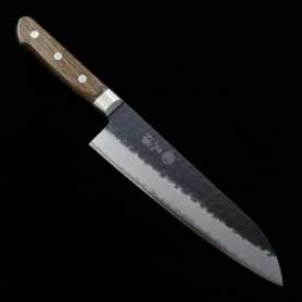 Japanese Santoku Knife - MIURA - Aogami Super - Black Finish-Brown ...