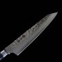 Japanisches Kiritsuke Petty Knife - MIURA KNIVES - 10A rostfrei - Hammered Damascus Series - Blauer Griff - Größe:14.5cm