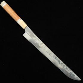 Japanisches Sakimaru Yanagiba Messer - NIGARA - Kagetora - Damast - Aogami 2 und Shirogami 2 Coreless - Custom Handle - G:30cm