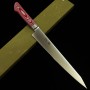 Japanische Slicer Sujihiki Messer - SUISIN - Schweden Inox - Premium Rot Weiß Micarta - Größen: 24 / 27cm