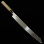 Japanese Kengata Yanagiba Knife for left handed - MIURA - Obidama Serie - Ginsan steel - Magnolia Wood Handle - Sizes: 27/30cm