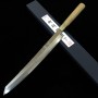 Japanese Kengata Yanagiba Knife for left handed - MIURA - Obidama Serie - Ginsan steel - Magnolia Wood Handle - Sizes: 27/30cm