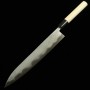 Japanisches Sujihiki-Messer -Miyazaki Kajiya- Carbon White No2 Soft Iron Clad Damascus -Wasserabschrecken- Tsubaki - Größe:27cm