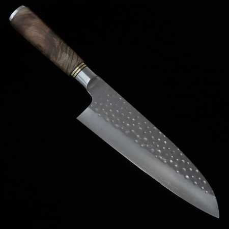 Japanischer Santoku messer - SAJI TAKESHI - Edelstahl R2 - Hammerschlag - Größe : 18cm