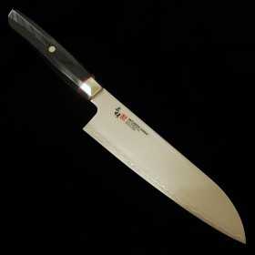 Japanese Santoku Knife - ZANMAI - Revolution Serie - Decagonal Black Handle - SG2 Steel - Size: 18cm