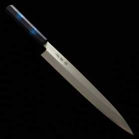 Japanisches Yanagiba-Messer - SAKAI TAKAYUKI - Rostfreier Molybdänstahl - Griff aus blauem Harz-Schildpatt Größe:27/30cm