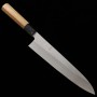 Japanese Chef Knife Gyuto - HATSUKOKORO - Silver3(stainless steel) - Teak Handle - Size:24cm
