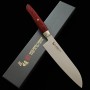 Japanese Santoku Knife - ZANMAI - Revolution Serie - Decagonal Red Handle - SG2 Steel - Size: 18cm