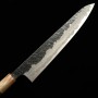 Japanese Sujihiki Knife -KISUKE MANAKA -【ENN Blue Carbon Steel No.1 - Black Damascus Finish - Custom Handle - Size: 27cm
