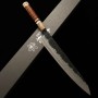 Japanese Sujihiki Knife -KISUKE MANAKA -【ENN Blue Carbon Steel No.1 - Black Damascus Finish - Custom Handle - Size: 27cm
