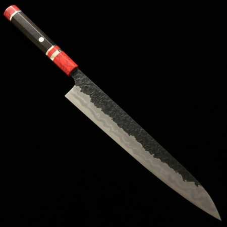 Japanese Sujihiki Knife - KISUKE MANAKA - 【ENN】Blue Carbon Steel - Black Damascus Finish - Size: 27cm