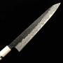 Japanese Sujihiki Knife - KISUKE MANAKA -【ENN】Blue Carbon Steel - Black Damascus Finish - Size: 27cm