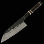 Japanischer Santoku messer - MANAKA KISUKE - Enn Serie - Carbon blauer stahl Nr.1 - Damast - Kurouchi - Größe : 16.5cm