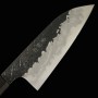 Japanischer Santoku messer - MANAKA KISUKE - Enn Serie - Carbon blauer stahl Nr.1 - Damast - Kurouchi - Größe : 16.5cm