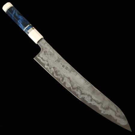 Japanese Chef Knife Gyuto - MANAKA - KISUKE【KOKUENN】- Blue Carbon Steel No.1 - Damascus - Custom Handle Blue - size: 30cm