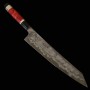 Japanese Kirituke Gyuto Knife - KISUKE【KOKUENN】- MANAKA - Blue Carbon Steel - Damascus Finish - Custom Handle Red - size: 30cm