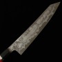 Japanese Kirituke Gyuto Knife - KISUKE【KOKUENN】- MANAKA - Blue Carbon Steel - Damascus Finish - Custom Handle Red - size: 30cm