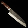 Japanese Santoku Knife - SAJI TAKESHI - Super Blue Carbon Steel - Tuchime Black Finish - Iron Wood Handle - size: 18cm