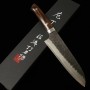 Japanese Santoku Knife - SAJI TAKESHI - Super Blue Carbon Steel - Tuchime Black Finish - Iron Wood Handle - size: 18cm