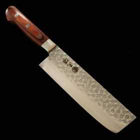 Japanese Nakiri Knife - MIURA KNIVES - Mahogany Damascus Serie - Si...