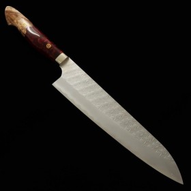 Japanischer Kochmesser Gyuto - NIGARA - Edelstahl SG2 - Hammerschlag - Größe : 24cm