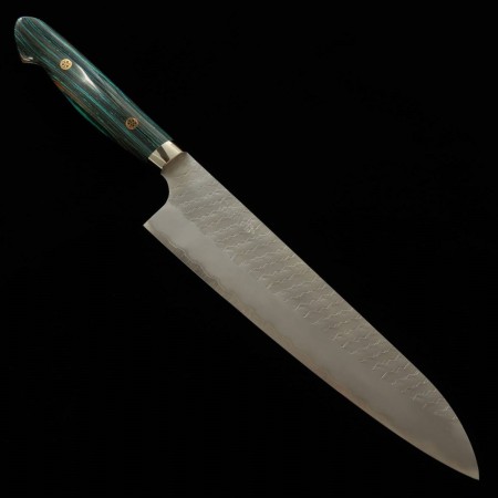 Japanischer Kochmesser Gyuto - NIGARA - Edelstahl SG2 - Hammerschlag - Größe : 24cm