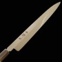 Japanese Yanagiba Knife - INOX Honyaki - Mirror Finish - Ebony wood Handle - size: 27cm