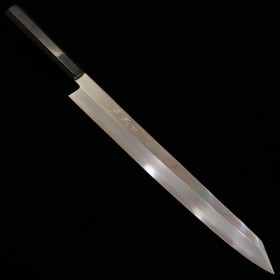 Japanese Kiritsuke Yanagiba Knife - MIURA OBIDAMA - Stainless Ginsan - Mirror finish - Ebony wood handle - 30cm