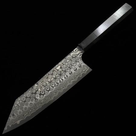 Japanese Bunka Knife - SG2 anmon Damascus - water buffalo horn ebony wood handle - size: 18cm