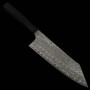 Japanese Bunka Knife - SG2 anmon Damascus - water buffalo horn ebony wood handle - size: 18cm