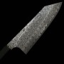 Japanese Bunka Knife - SG2 anmon Damascus - water buffalo horn ebony wood handle - size: 18cm