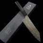 Japanese Bunka Knife - SG2 anmon Damascus - water buffalo horn ebony wood handle - size: 18cm