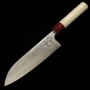 Japanese Santoku Knife - MASAKAGE - VG10 - Damascus - Kiri series - Magnolia wood handle - Size: 17cm