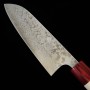 Japanese Santoku Knife - MASAKAGE - VG10 - Damascus - Kiri series - Magnolia wood handle - Size: 17cm