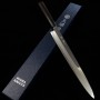 Japanese Yanagiba knife - MIURA - Obidama series - Stainless VG10 - Mirrored finish - Ebony wood handle - Size : 30cm