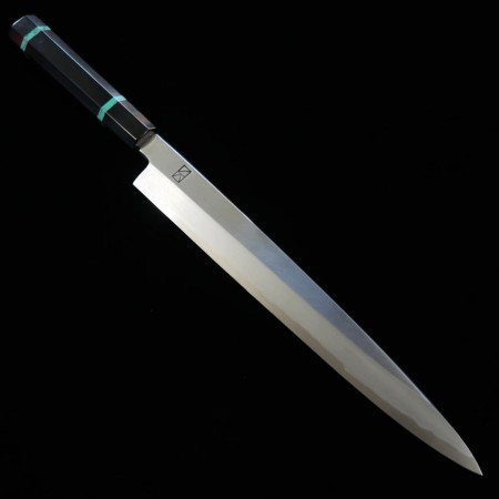 Japanese Yanagiba-Sashimi Knife - Nakagawa Satoshi - Ren - Blue carbon steel No.1 - Turquoise Handle - size: 27/30cm