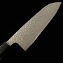 Japanese Santoku knife - MIURA - Stainless AUS10 - Hammered - Damascus - Magnolia wood handle - Size : 16.5cm