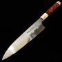 Japanese Chef Knife Gyuto - MIZUNO TANRENJO - Mirrored Finish - Engraved with a Dragon - Quince handle - size: 24cm