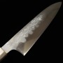 Japanese Chef Knife Gyuto - MIZUNO TANRENJO - Mirrored Finish - Engraved with a Dragon - Quince handle - size: 24cm